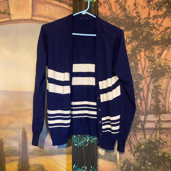 Old Navy Sweaters - Navy striped button up cardigan sweater